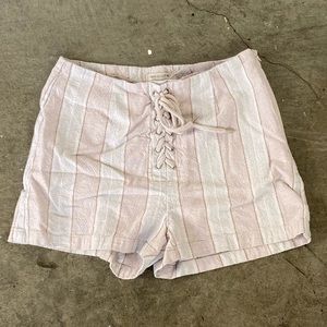 High-Waisted Cream Cotton Shorts